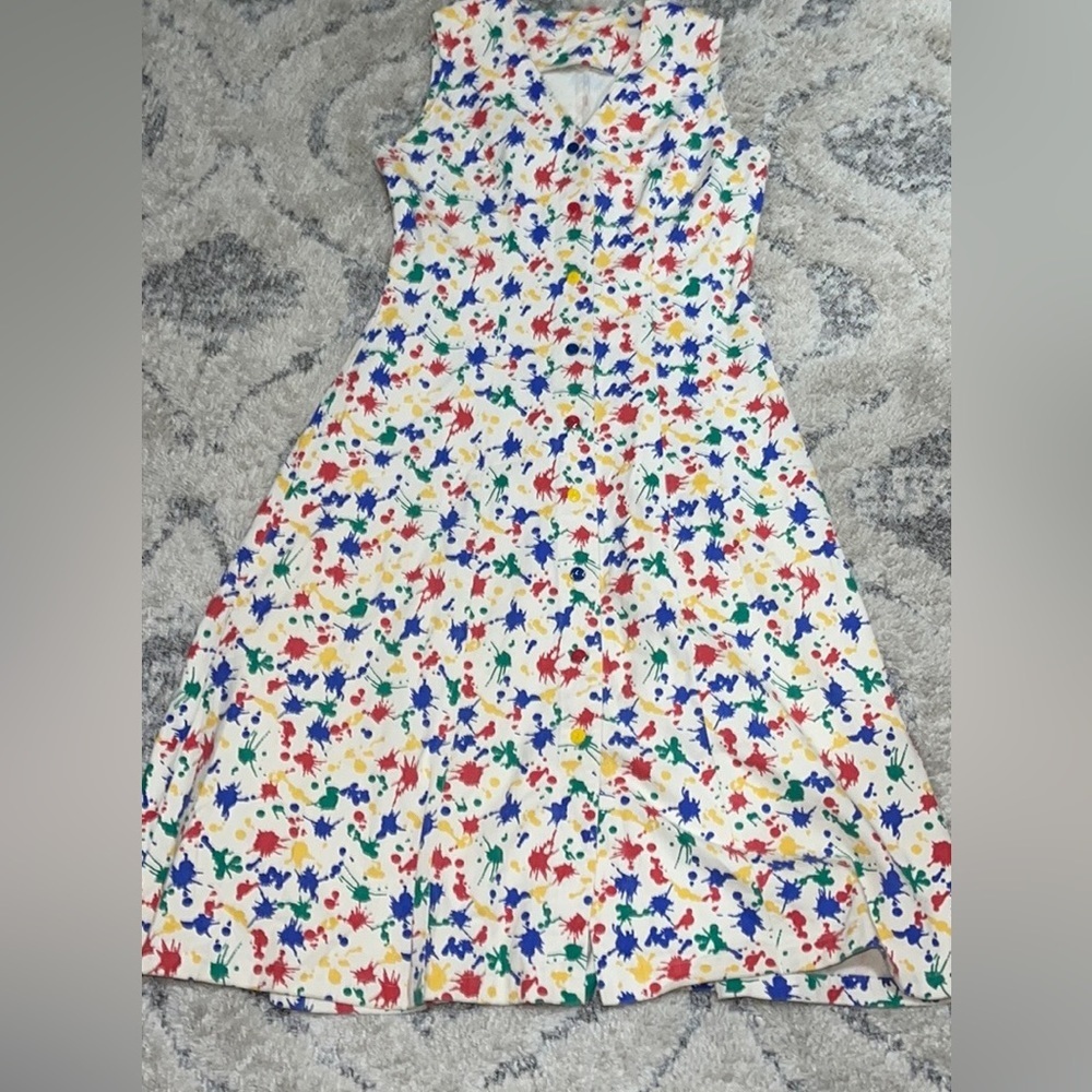 Vintage multicolor BOHO splash paint Denim Dress /Jacket